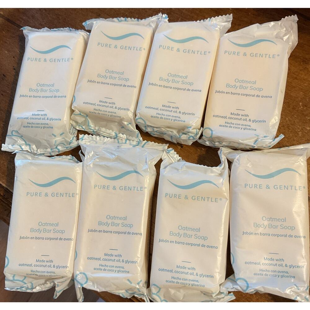 Pure & Gentle Soap Oatmeal Bath & Body Soap Bars Oat & Essential Oils 8 Bars